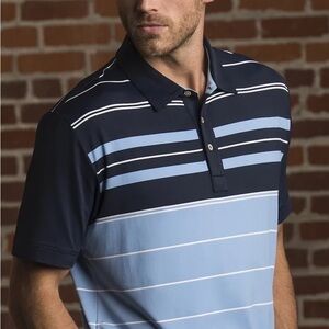 Men's Vuga Blue Striped Polo Shirt. Item 11166